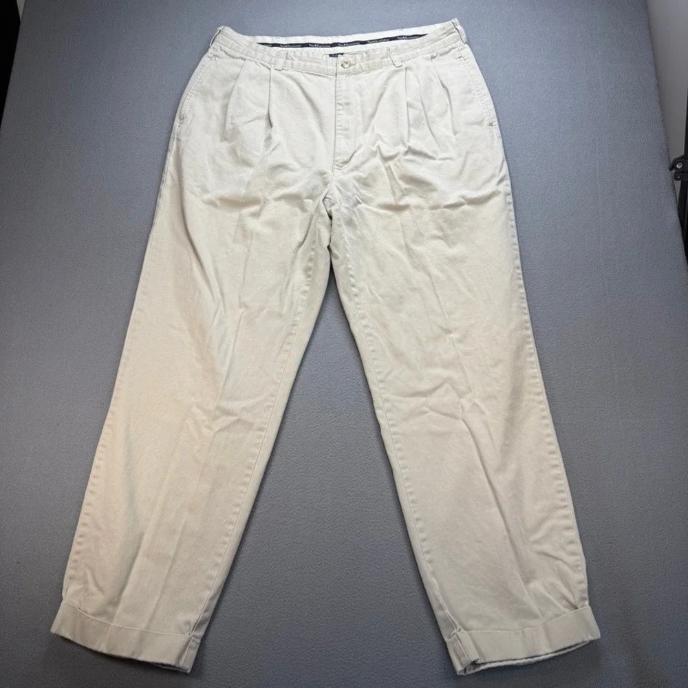 VTG Polo Ralph Lauren Chino Pants Andrew Pant 38x32 (FIT 36x30) Khaki Pleated P
